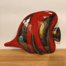 RYBA ceramiczna Paletka czerwone pasy duża