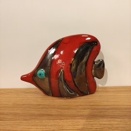 RYBA ceramiczna Paletka czerwone pasy mała