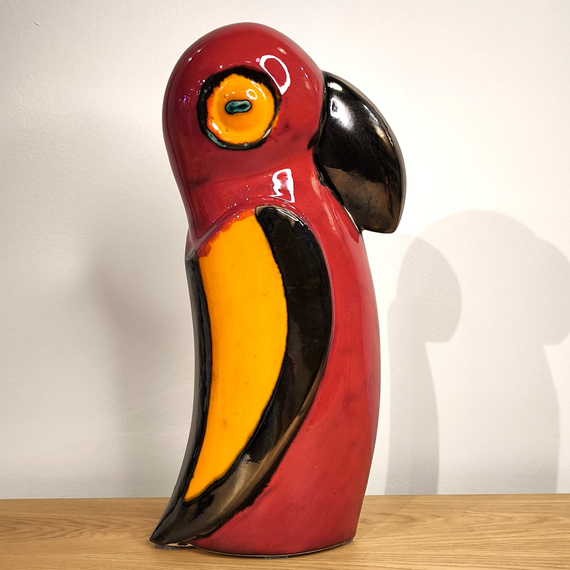 Papuga ceramiczna czerwona duża