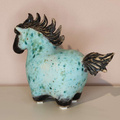 KOŃ pękaty ceramiczny turkusowy duży