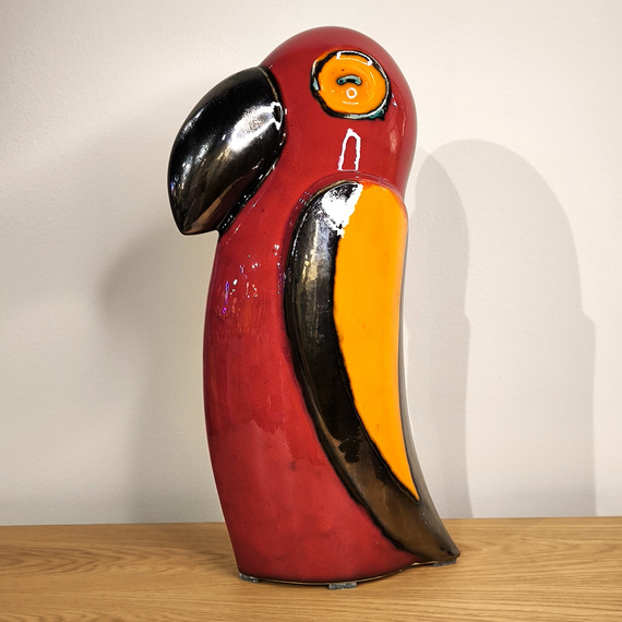 Papuga ceramiczna czerwona duża