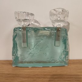 ŚWIECZNIK szklany przeżroczysty podwójny