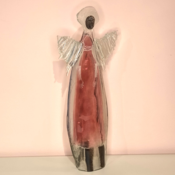 ANIOŁ szklany różowy ŁośDESIGN
