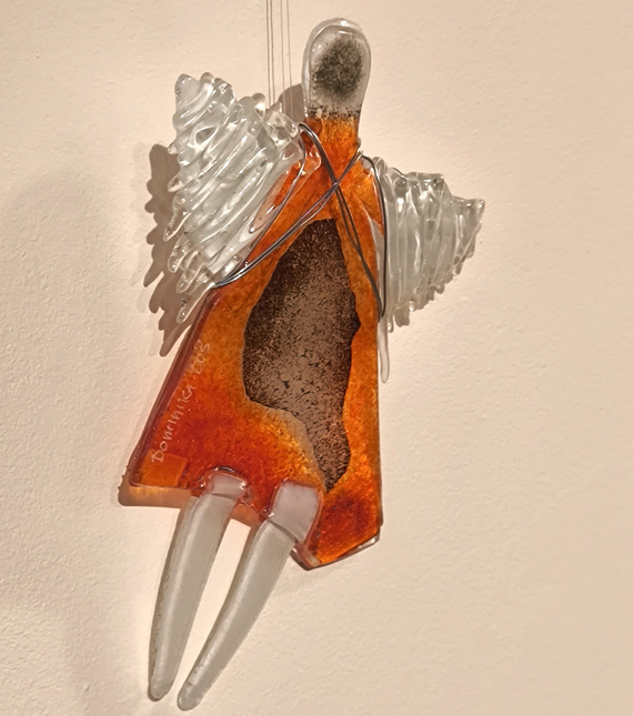 ANIOŁ szklany pomarańczowy wiszący ŁośDESIGN