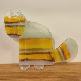 KOT szklany w paski żółty