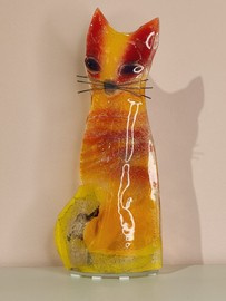 KOT szklany siedzący pomarańczowy ŁośDESIGN