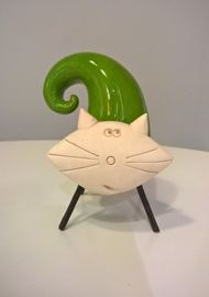 Kot ceramiczny mały zielony