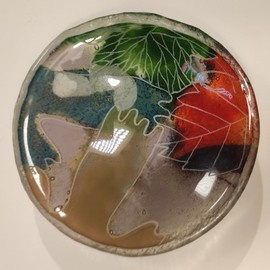 MISECZKA szklana z motywem roślinnym 3