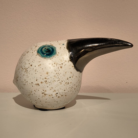 Ptak DZIOBAK ceramiczny kremowy B