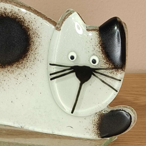 KOT szklany leżący biało-czarny