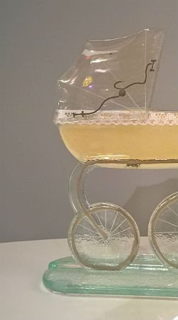 WÓZEK szklany kremowy