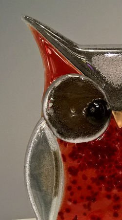 SOWA szklana duża czerwona