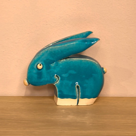 Zając ceramiczny turkusowy