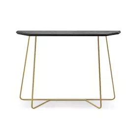 Konsola FERRO  z litego czarnego dębu ze złotą nogą