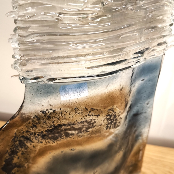 KOT szklany niebiesko-brązowy duży