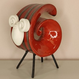 BARANEK kręcony ceramiczny czerwony duży