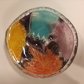 MISECZKA szklana z motywem roślinnym 6