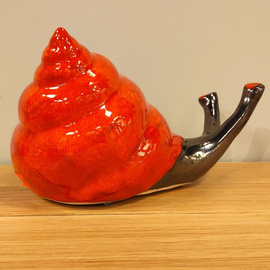 Ślimak ceramiczny duży czerwony pion