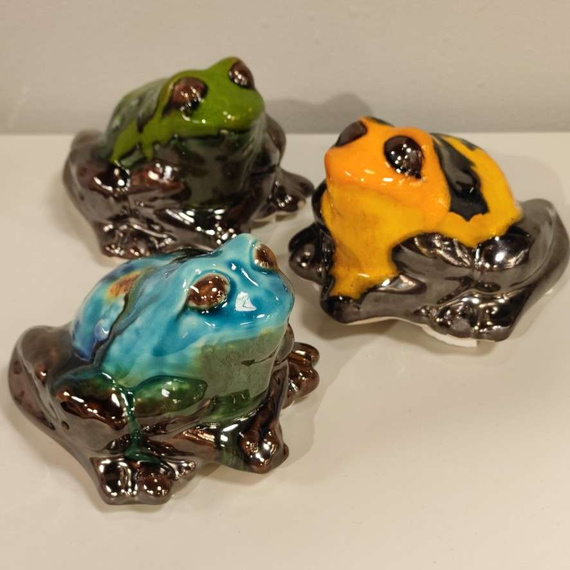 ŻABA ceramiczna turkusowa-metaliczna