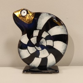 KAMELEON szklany biało-czarny mały