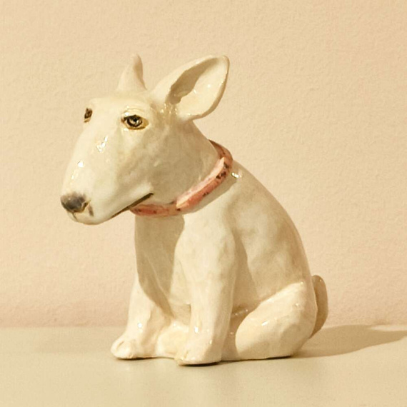 Bulterier ceramiczny biały