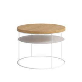 Stolik AMSTERDAM z półką mały na białym stelażu