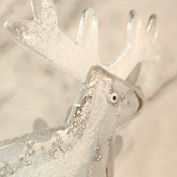 RENIFER szklany biało-szary