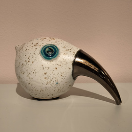 Ptak DZIOBAK ceramiczny kremowy  A