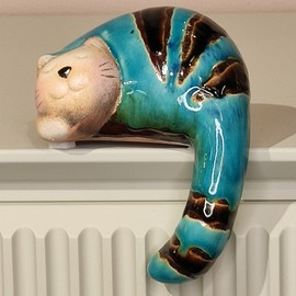 KOT ceramiczny śpiący turkusowy