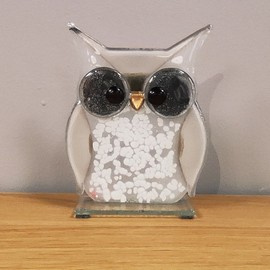 SOWA szklana mała biała