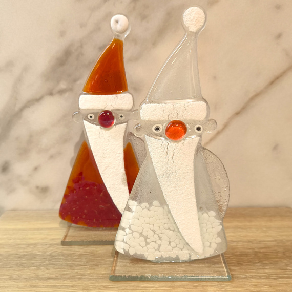 MIKOŁAJ szklany czerwony nos biały