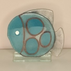 Ryba szklana niebieska w kółka mała