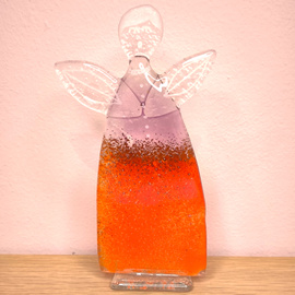 ANIOŁEK szklany czerwon-fioletowy