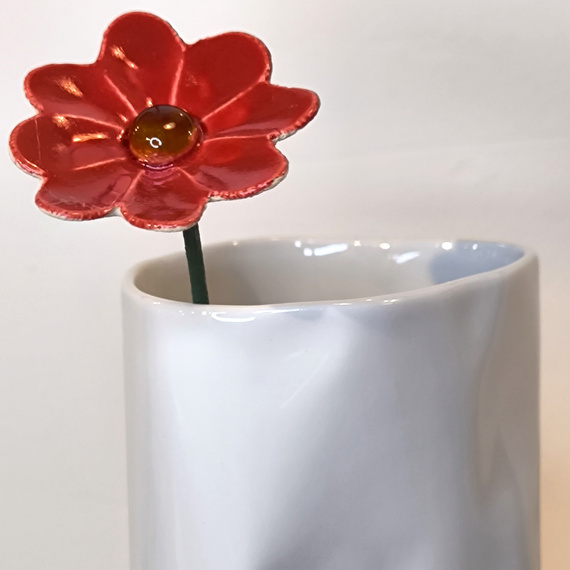 KWIAT ceramiczny czerwony mały