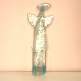 ANIOŁ szklany biało-niebieski ŁośDESIGN