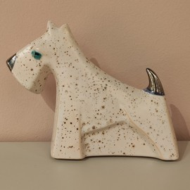 PIES ceramiczny sznaucer kość słoniowa