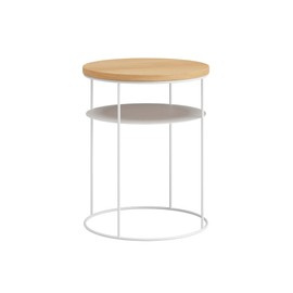 Stolik AMSTERDAM słupek z półka biały