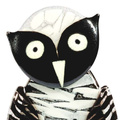SOWA szklana biało-czarna duża