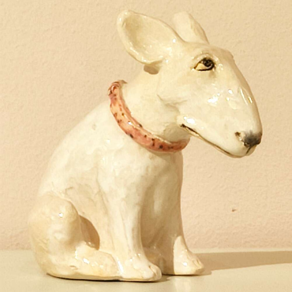 Bulterier ceramiczny biały