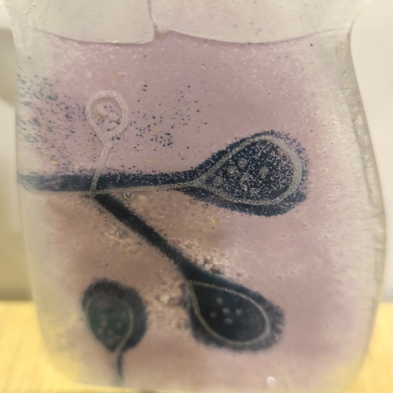 ANIOŁEK szklany wrzosowy z gałązką