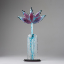 Kwiat szklany duży 32 fioletowy