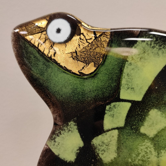 KAMELEON szklany zielony mały