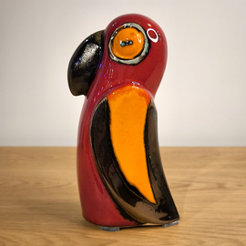 Papuga ceramiczna czerwona mała