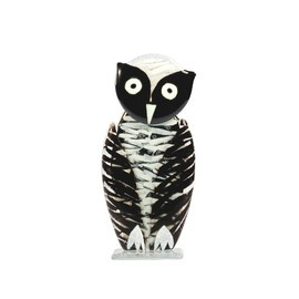 SOWA szklana biało-czarna mała