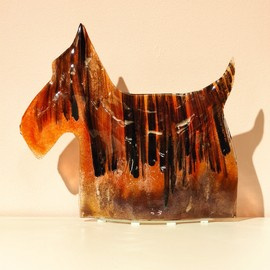 PIES szklany czerwony ŁośDESIGN