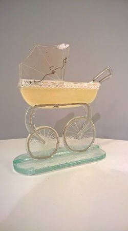 WÓZEK szklany kremowy