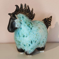 KOŃ pękaty ceramiczny turkusowy duży