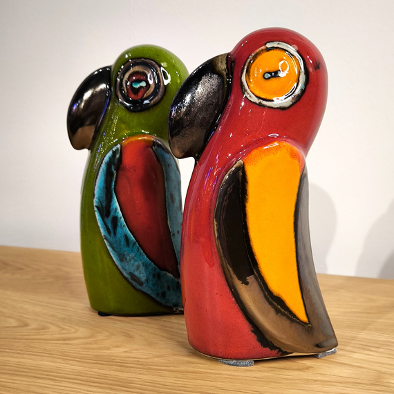 Papuga ceramiczna czerwona mała