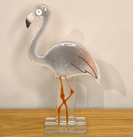 FLAMING szklany szaro-różowy