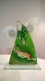 ANIOŁ zielony szklany